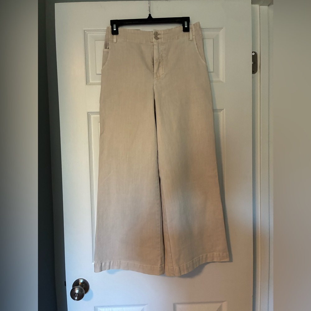 Wide-Leg Beige Jeans